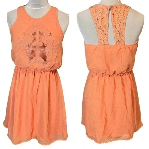 Gianni Bini peach lace sleeveless dress size M - Picture 1 of 8